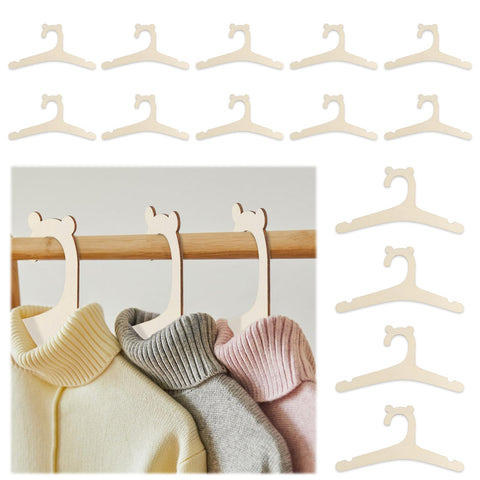 FAMCUCHE 14Pcs Wooden Baby Hangers, Non-Slip Baby Hangers Newborn, Space Saving Wooden Hangers for Clothes, Kids Hangers for Jackets, Dresses