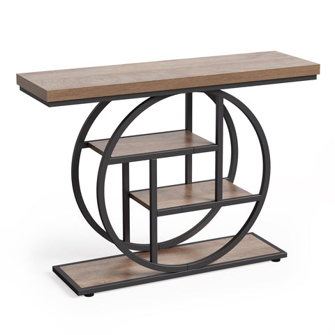 LITTLE TREE Console Table, 4-Tier Entryway Table Behind Couch Table, 41.3-Inch Farmhouse Sofa Table for Living Room, Foyer Hallway Table for Entrance