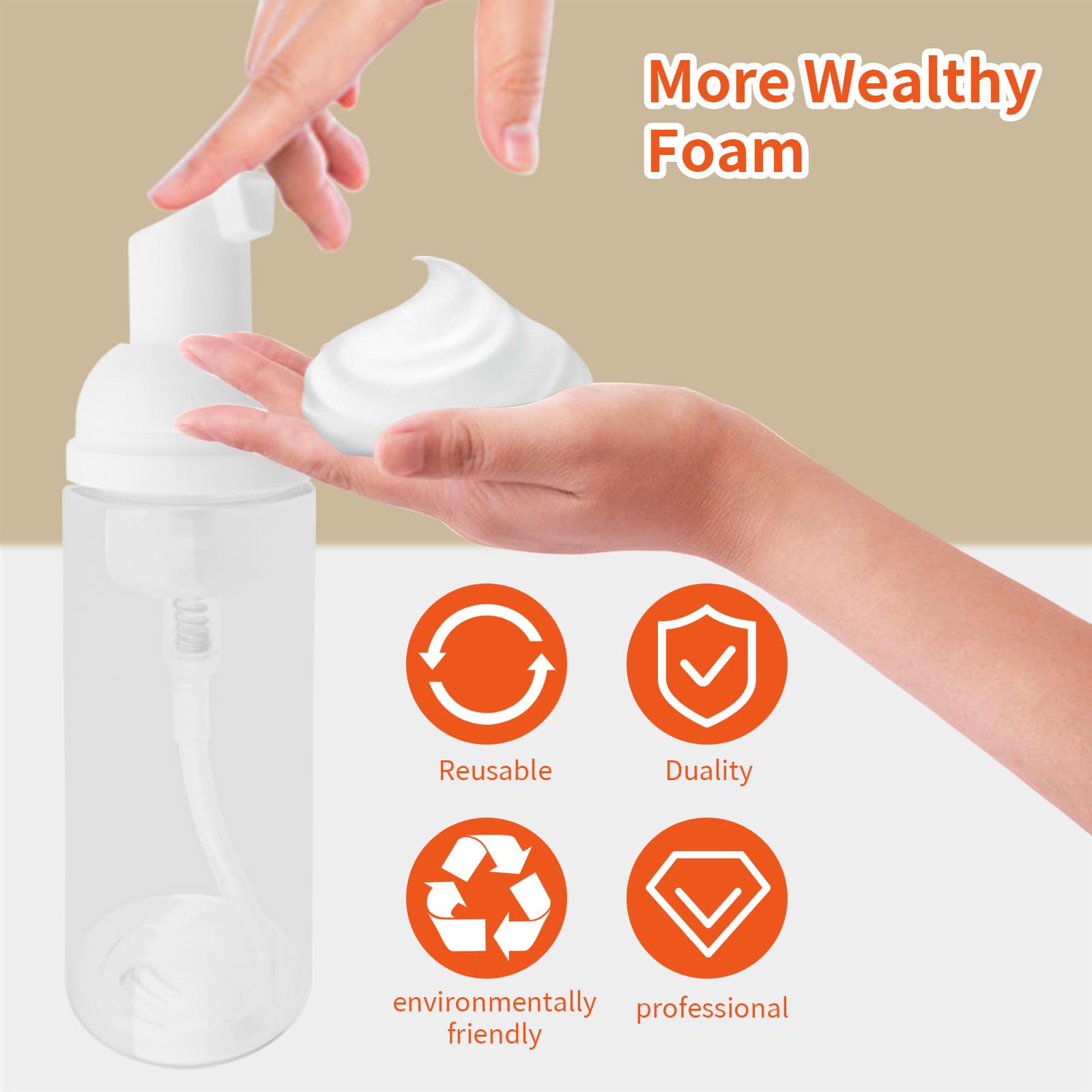 TTQiAnJ 8 Pcs 60ml Foam dispenser bottle,White Travel Empty Plastic Refillable Foam Pump Bottle,for Cleaning,Travel,Makeup