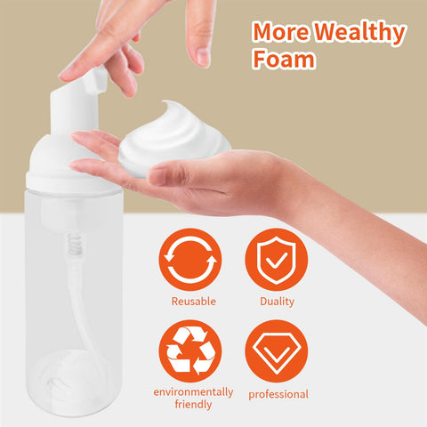 TTQiAnJ 8 Pcs 60ml Foam dispenser bottle,White Travel Empty Plastic Refillable Foam Pump Bottle,for Cleaning,Travel,Makeup