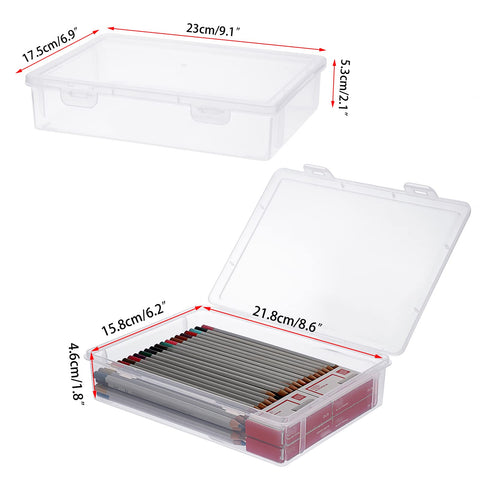 BTSKY Clear Plastic Storage Box with Flap Lid, Multipurpose Craft Organizers and Storage Box Art Supply Storage Organizer Plastic Sewing Box for