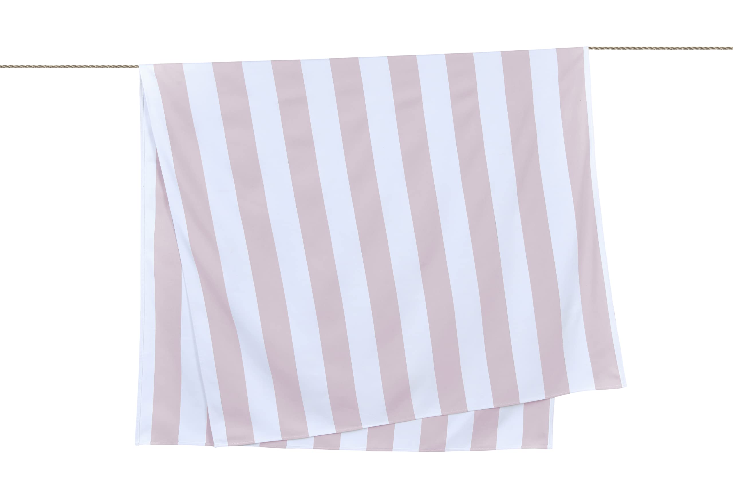 Sleepdown Striped Large Beach Towel Soft Microfiber Absorbent Swimming Pool Travel Camping Bath Sauna Gym Yoga with Bag - Blush - (160 x 90cm)