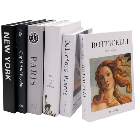 6 PCS Decorative Fake Books Set, Fashion Hardcover Display Books Foldable Faux Books for Home Decor for Coffee Table Bookshelf Office and Living Room