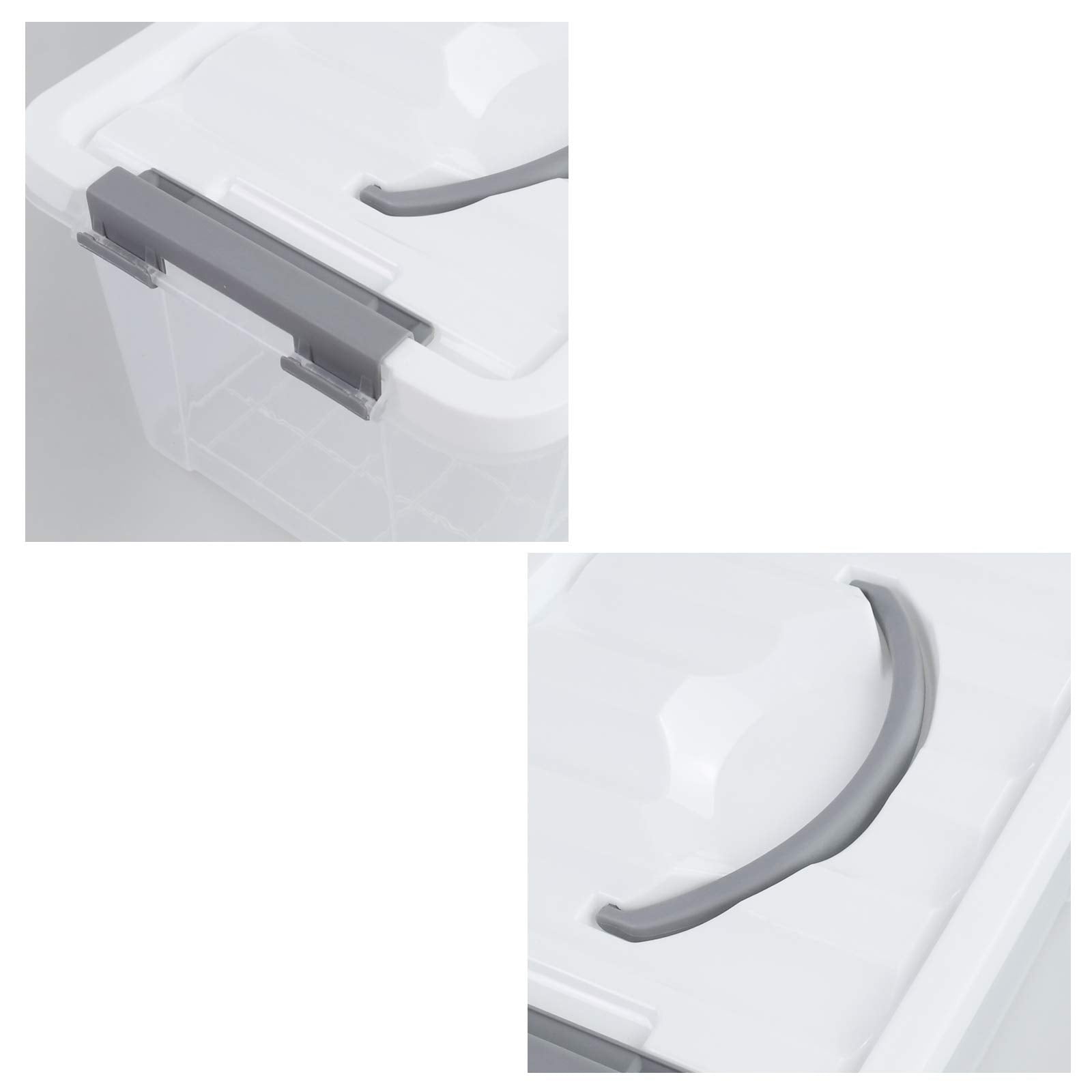 Hespama 5L Storage Boxes, Plastic Latching Box with Gray Handle, Pack of 6