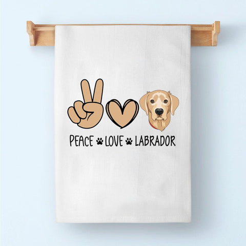PLITI Labrador Kitchen Towel Labrador Retriever Gift Labrador Lover Gift Peace Love Labrador Gift Labrador Mom Gift (Peace Labrador TWU)