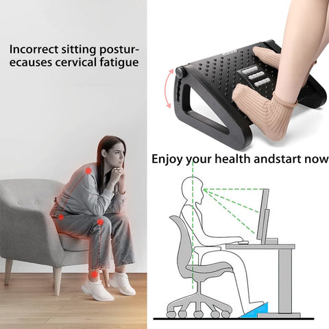Roysmart Foot Rest Desk, Height-Adjustable Footstool, Ergonomic Footrest, Relieve Leg, Knee and Back Pain