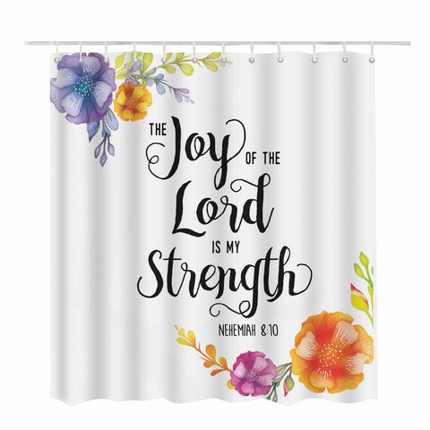 Woutay Shower Curtain Mould Proof Resistant Joy of The Lord Is My Strength,Water Repellant Fabric,Polyester,Size 180x180CM