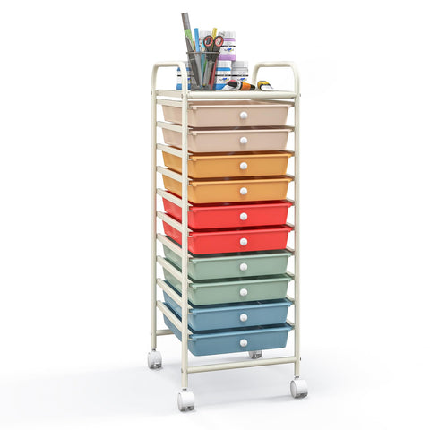 GiantexUK 10 Drawers Rolling Trolley (Colorful)