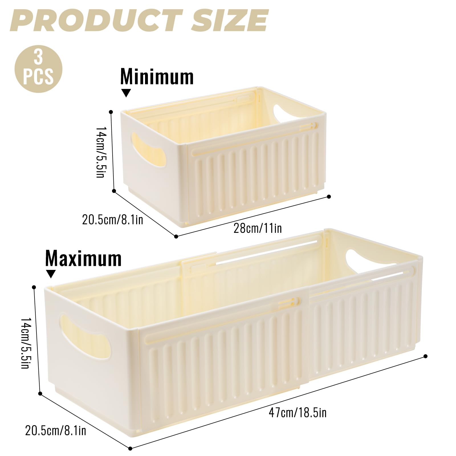 ZLLkeji Plastic Storage Baskets adjustable Cupboard Organizer Basket Storage Bin for Kitchen, Cupboard, Office, Bathroom