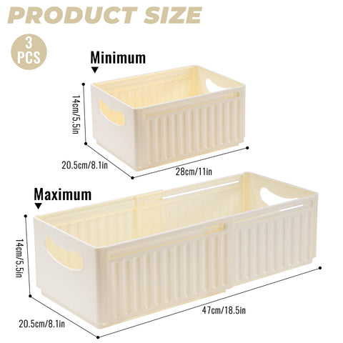ZLLkeji Plastic Storage Baskets adjustable Cupboard Organizer Basket Storage Bin for Kitchen, Cupboard, Office, Bathroom