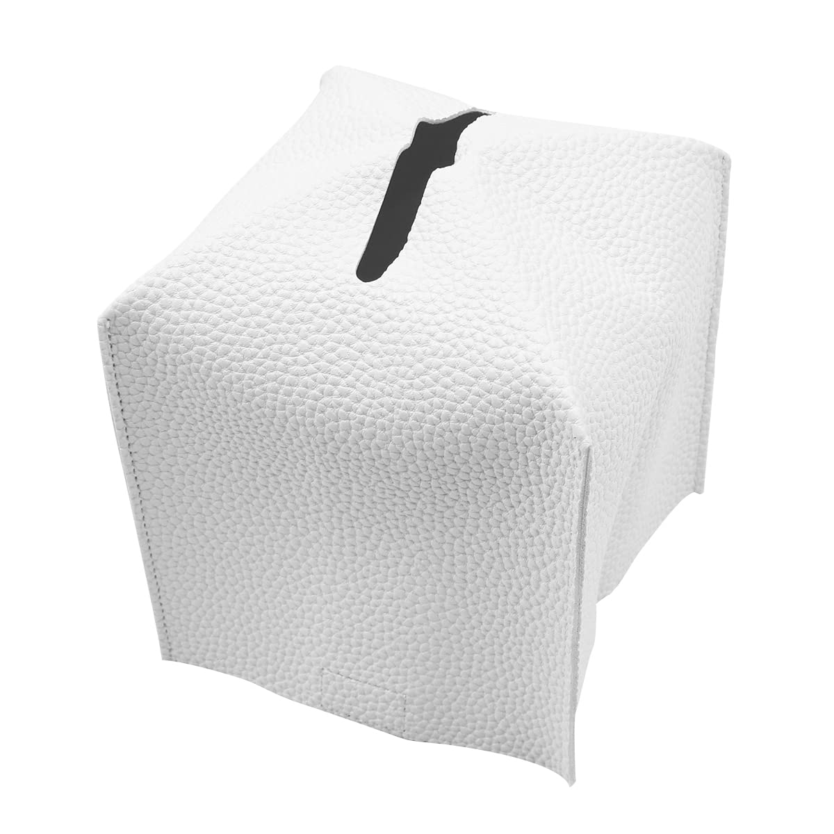 VOANZO 2Pcs Tissue Box Cover Square Modern Delicate Decorative PU Leather Cube Tissues Covers for Home Hotel Car Office Restaurant White