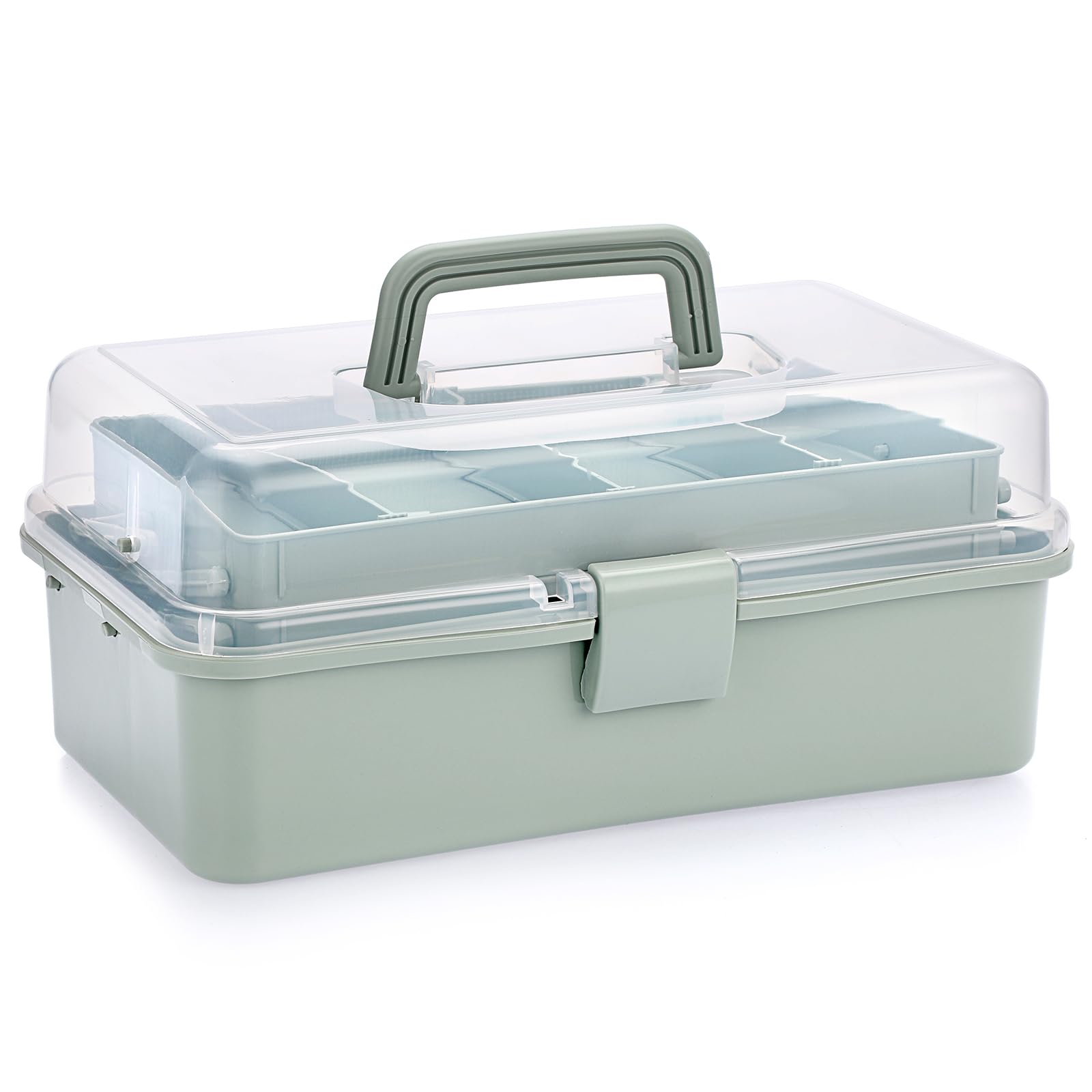IGNPION 3 Tiers Craft Stackable Storage Box，Plastic Tool Dividers Organiser