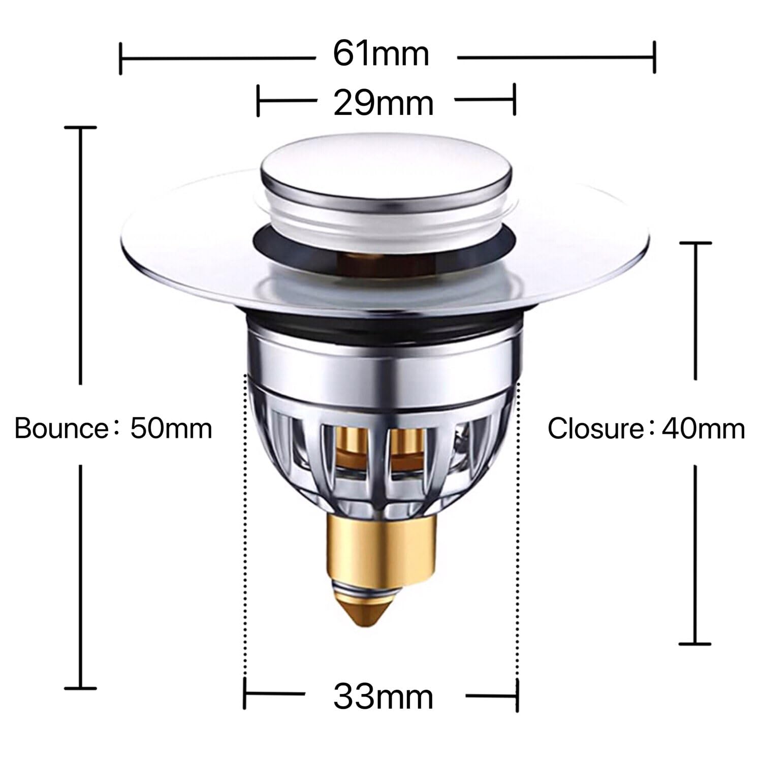 YOXITIXOY Sink Plug，Universal Bathroom Pop Up Wash Basin Plug Replacement Stainless Steel Strainer，pop up Sink Plugs ，Drain Stoppers，for Bath，Basin