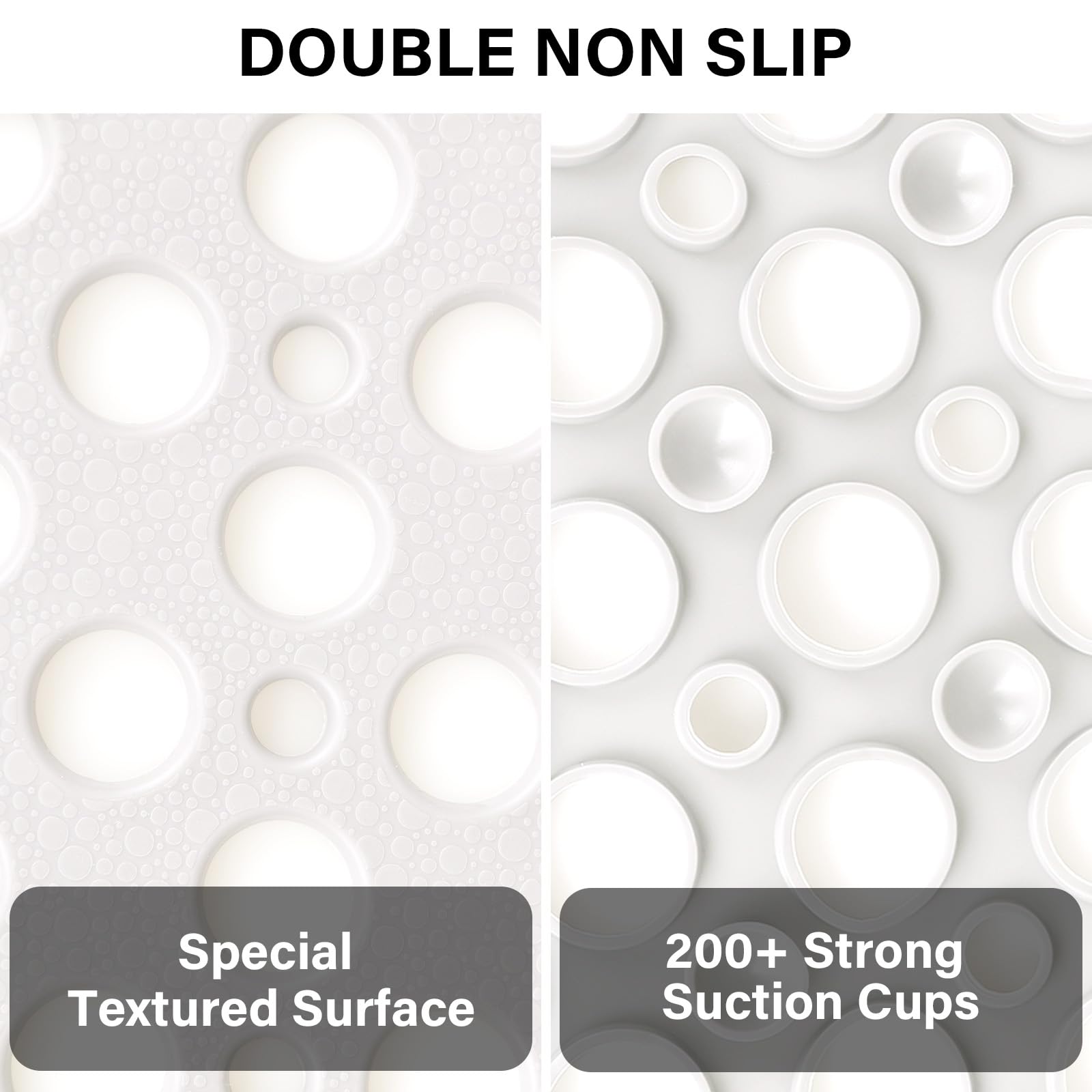 Mofonky Non Slip Shower Mat: 90 x 60 cm Large Shower Mats for Inside Shower - Soft TPE Anti Slip Anti Mould Long Shower Matt with Large Drain Holes