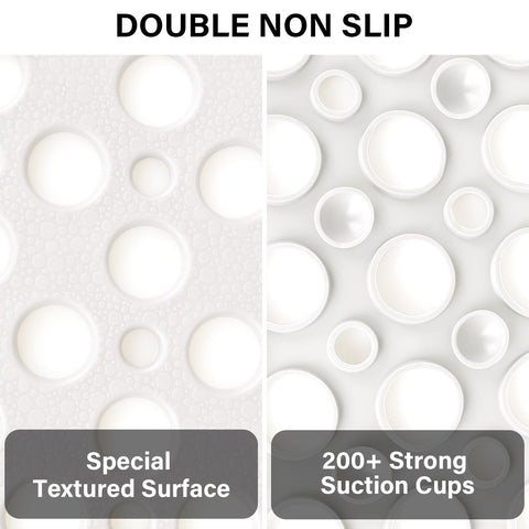 Mofonky Non Slip Shower Mat: 90 x 60 cm Large Shower Mats for Inside Shower - Soft TPE Anti Slip Anti Mould Long Shower Matt with Large Drain Holes