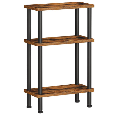HOOBRO 3-Tier Slim Side Table, Narrow Sofa Table, Industrial Bedside Table for Small Space, Counter-Twist Assembly, No Tools Needed, for Living Room