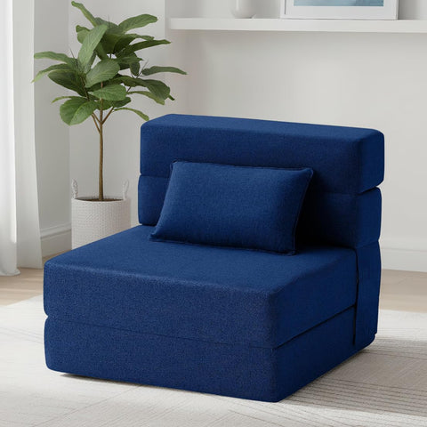 FILUXE Convertible Folding Sofa Bed - Sleeper Chair with Pillow, Modern Linen Fabric Floor & Futon Couch