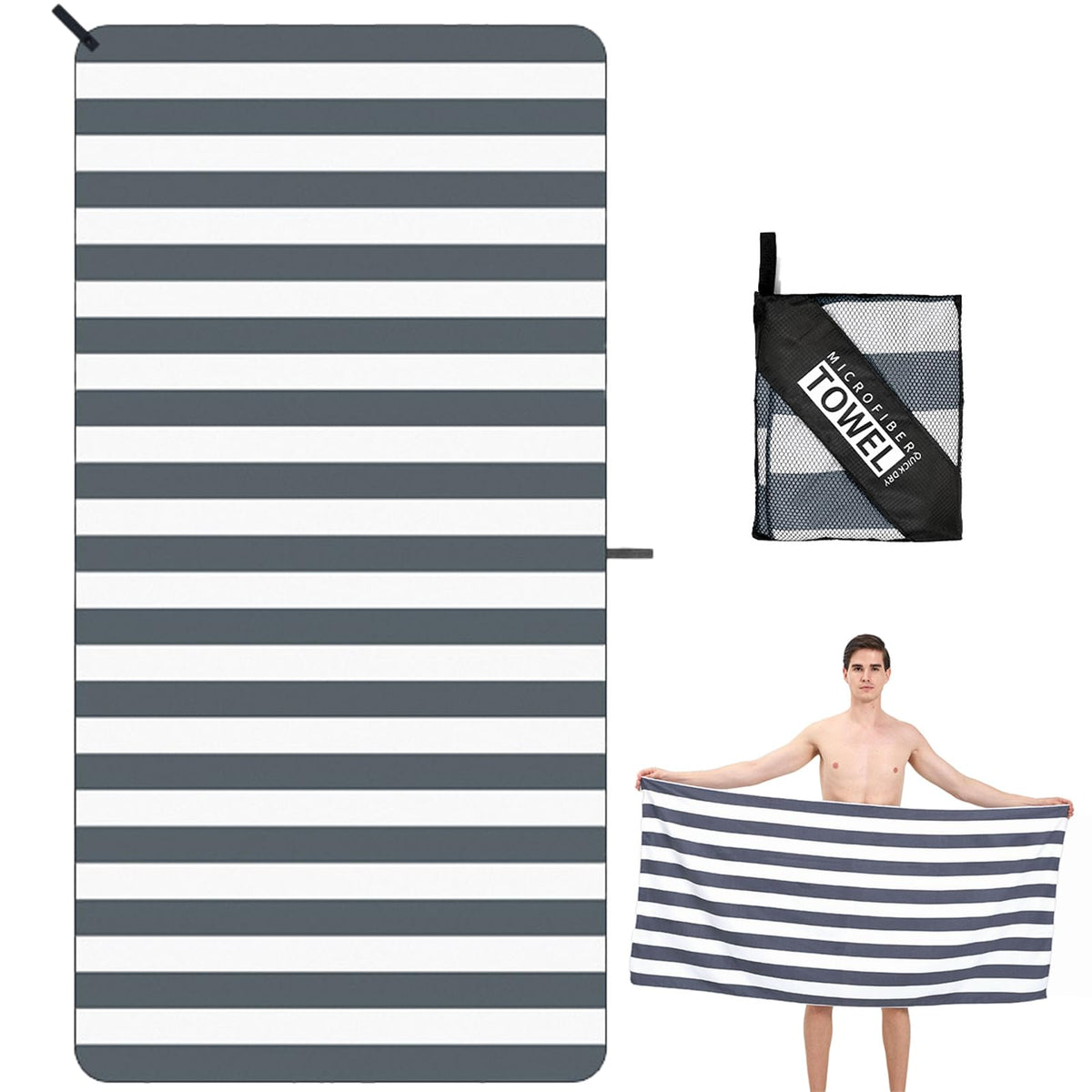 DDUP Microfibre Beach Towel, 160x80cm Extra Large Sand Free Beach Towels for Adults,Soft and Lightweight Travel Towel,Double Sided Quick Dry Super