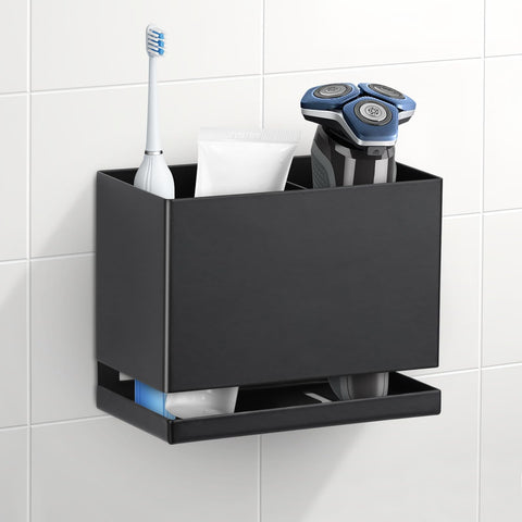Doygim 2-Slots Electric Toothbrush Holder Wall Mounted & Countertop, Black