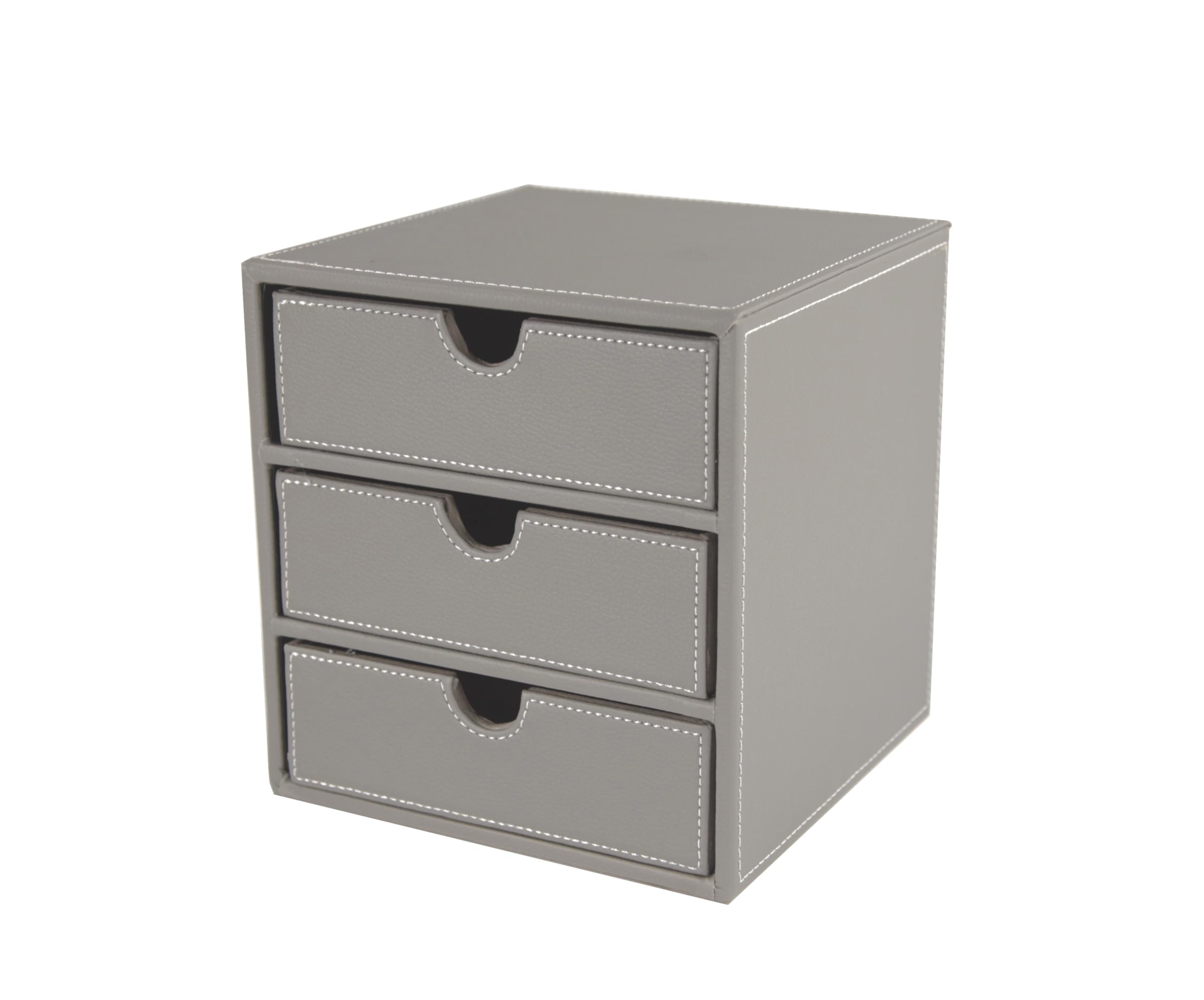 Osco Faux Leather 3-Drawer Desktop Storage Cube, Compact Desk Organiser, Stationery & Makeup Drawer Chest for Home Office, Jewellery, Small Items