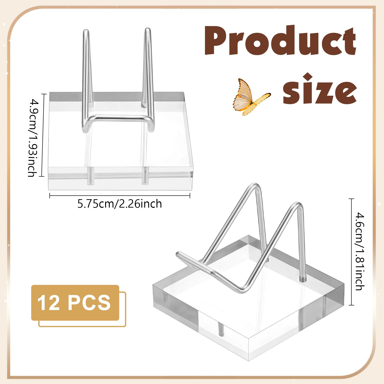 TWINKLEMON 12 Pcs Crystal Display Stand, Rock Display Holder, Crystal Holder with Acrylic Pedestal Base and Metal Arms