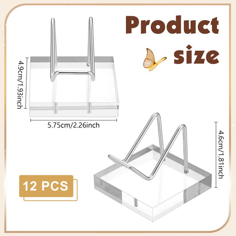 TWINKLEMON 12 Pcs Crystal Display Stand, Rock Display Holder, Crystal Holder with Acrylic Pedestal Base and Metal Arms