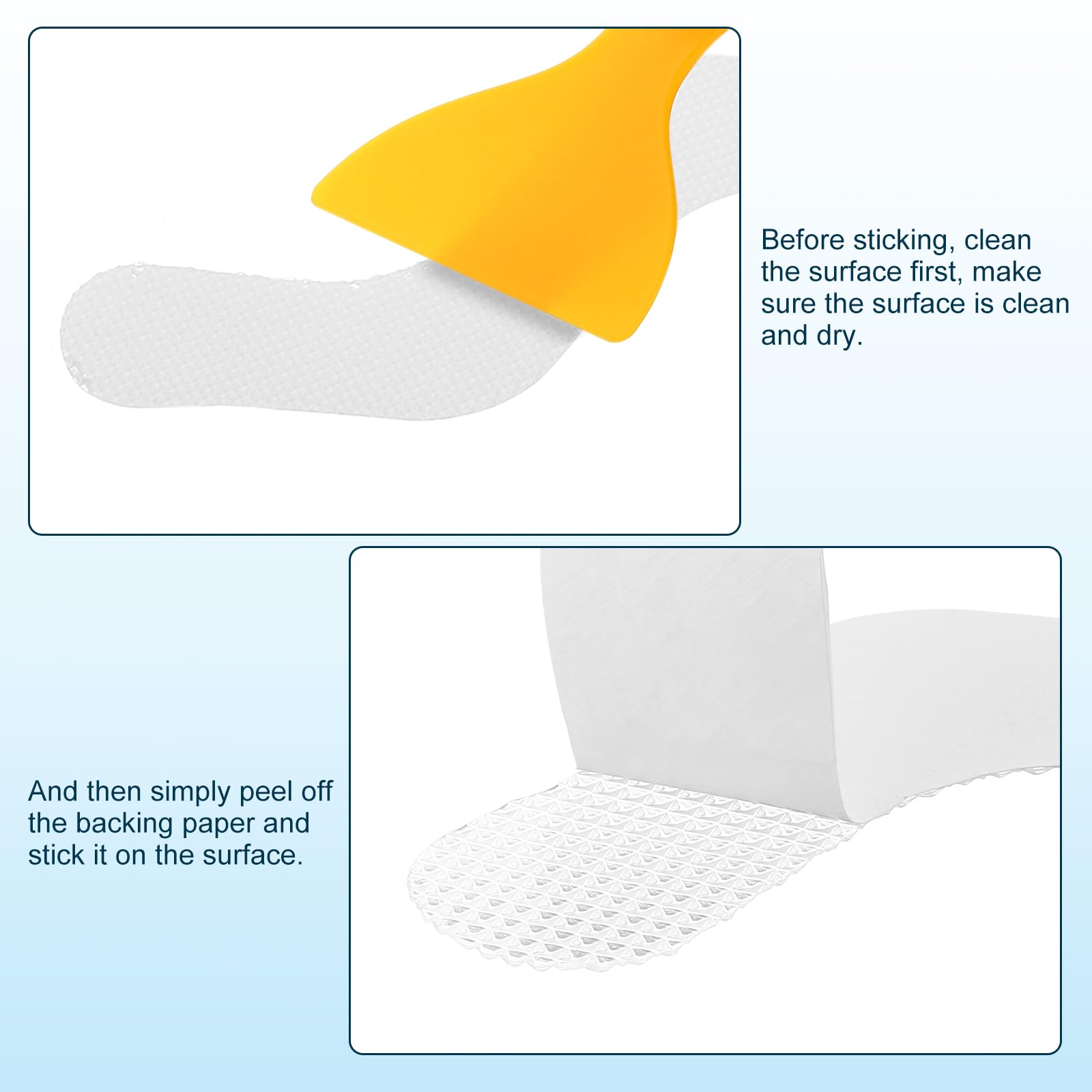sourcing map 24pcs Non-Slip Bathtub Stickers, Anti Slip Shower Stickers Safety Shower Treads Adhesive Appliques with Scraper for Bath Tub Shower