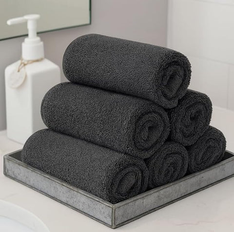 100% Cotton Face Cloths Pack of 12, Face Towels 500GSM Size (30x30cm), Soft Cotton Wash Cloths for Washing Face, Reusable Facial Cleansing Washcloths