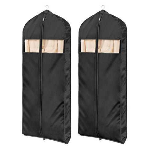 Univivi Super Soft Satin Hanging Garment Bags 60in Dress Bags 2 Pack Black