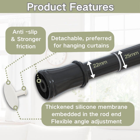 Shower Curtain Pole Extendable Curtain Rod Telescopic Spring Tension Rod Extendable Window Tension Rod Adjustable Curtain Pole No Screws for