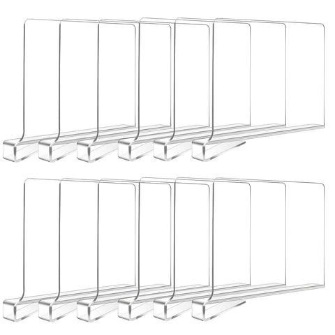 Hiziwimi 12Pcs Clear Acrylic Shelf Dividers, Wardrobe Dividers for Shelves