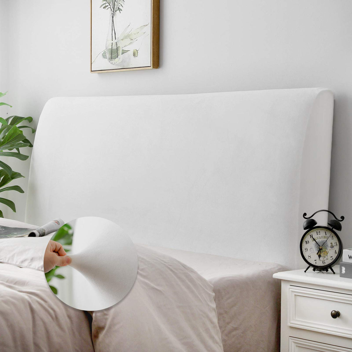 DUJUIKE Headboard Slipcover for Cal King Bed, Stretch Bed Headboard Cover, Dustproof Protector Cover for Linen Tufted Upholstered