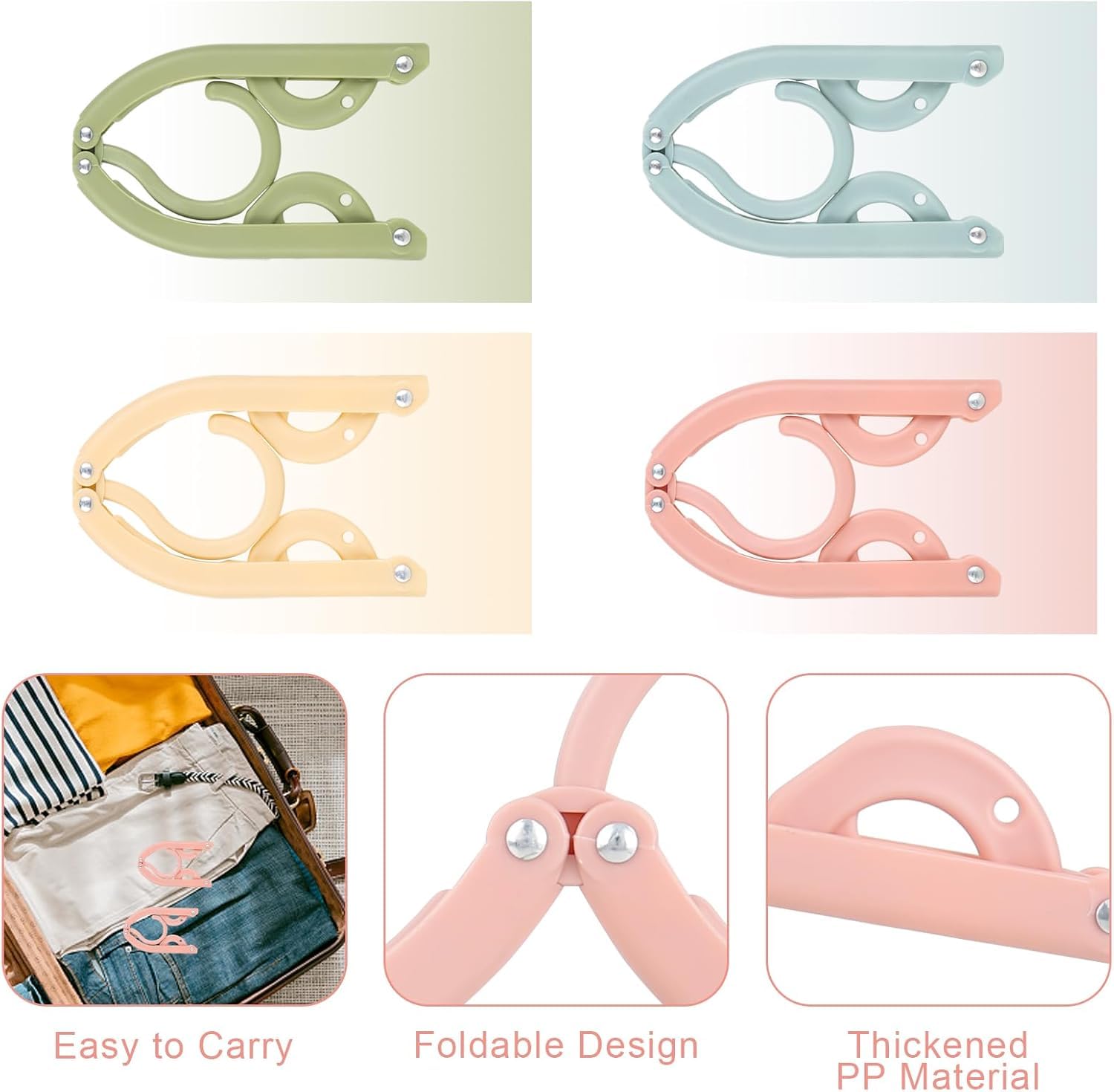 DMJJSD® 20 PCS Travel Hangers Folding Clothes Hangers Portable Plastic Clothes Coats Hangers Non-SlipTravel Hanger Portable Folding Foldable Space