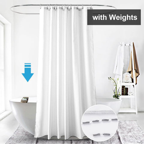 Lkw Ogechi White Shower Curtain Waterproof 200/220/240 CM Drop, 220 CM Extra Long Polyester Washable Bath Curtain