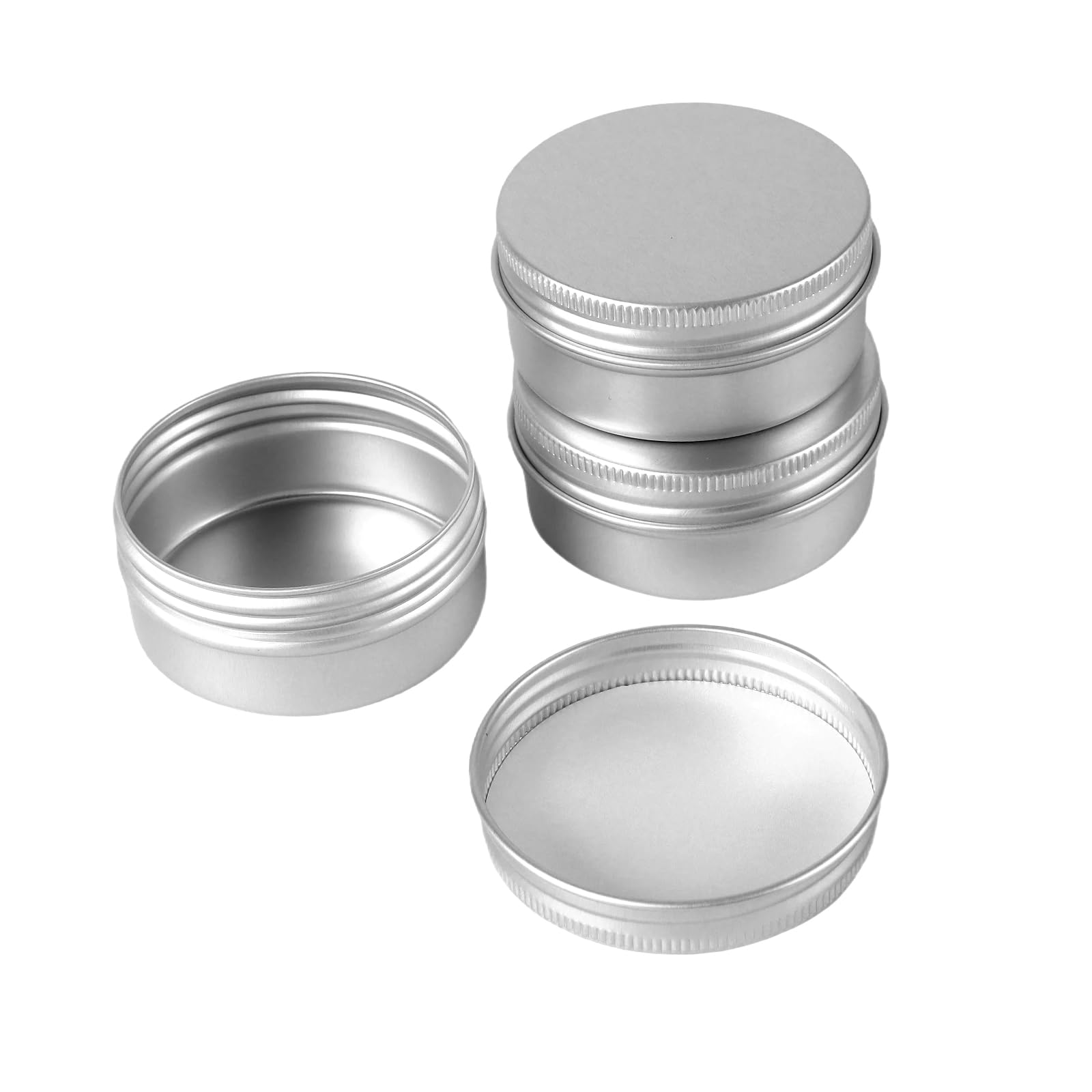MANCHAP 20 Pack 50ml Aluminum Tin Jars, 57x27mm Silver Metal Storage Containers with Screw Lid for Beard Balm, Spices