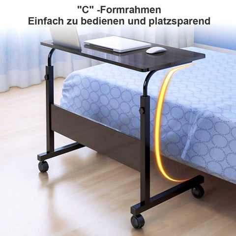 Adjustable Movable Wooden Laptop Table 71.5 to 91cm Height Portable Computer Desk Bedside Sofa Side Workstation with Tablet Slot Reading Eating