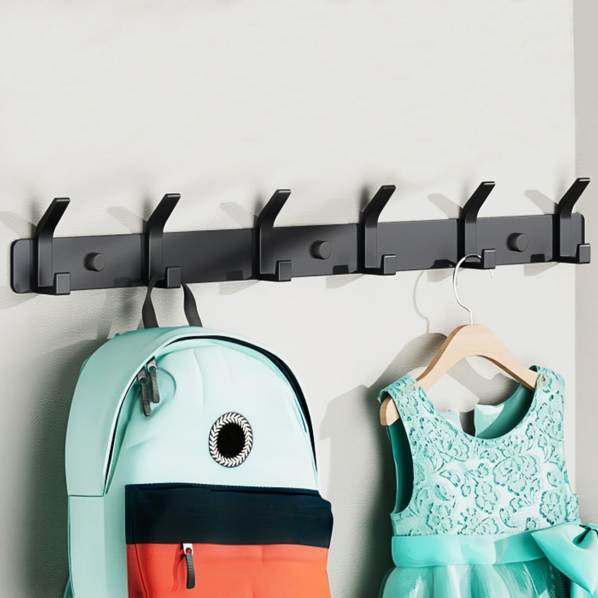 QMAHA Coat Hooks Wall Mounted, Heavy Duty Coat Racks With 6 Hooks, Modern Hanger Rack for Hanging
