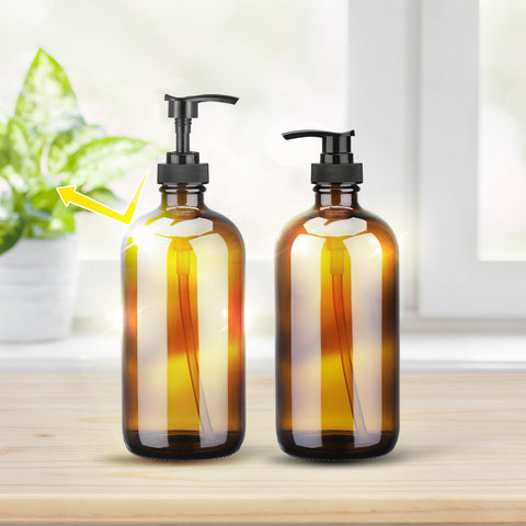 Hejo 2 Pcs Amber Glass Soap Dispenser, 500ml Hand and Dish Soap Dispenser