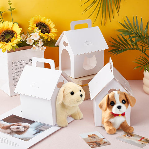 BENECREAT 30 Pcs Dog Party Favors Boxes with Unique Cat's Head Window Design, Puppy Adoption Party Supplies for Pet Celebration Gift Boxes & Dog