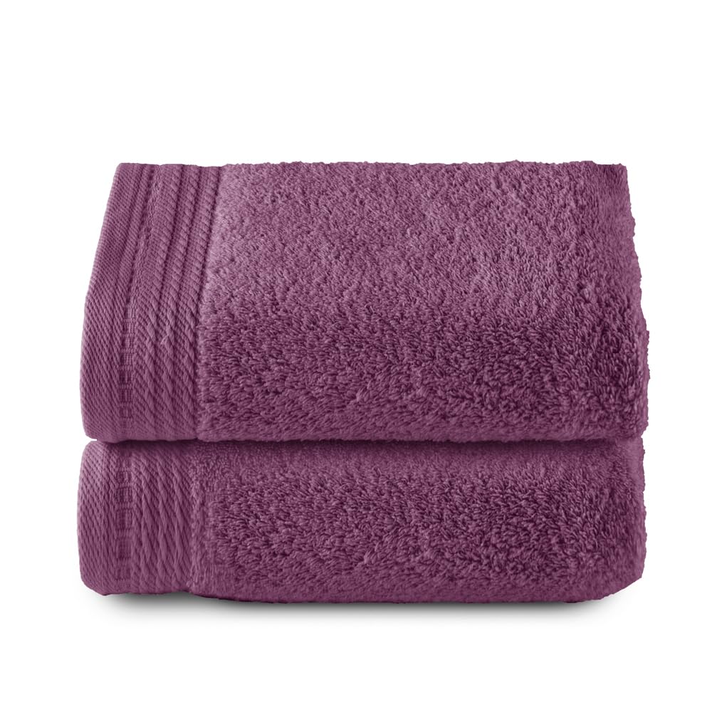 Top Towel - Premium - Large Bath Towels - Bath Towels -2 Hand Towels -50 x 100 cm - 100% Cotton - 600 g - Eggplant