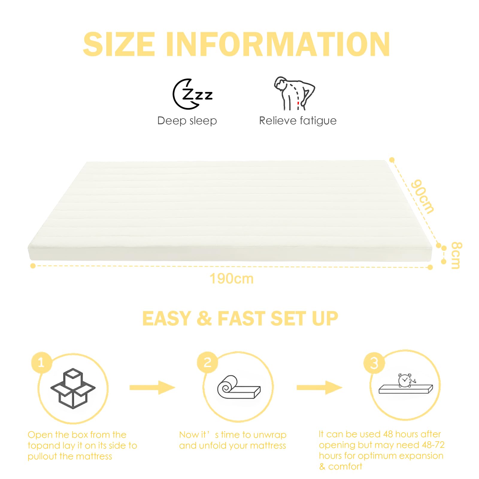 MeMoreCool Roll Up Floor Mattress Single 190x90cm, Beige