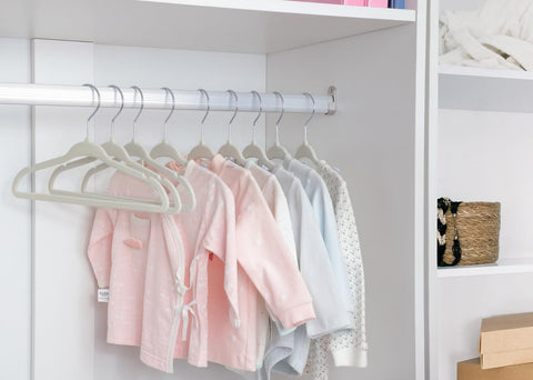 ManGotree 11" Baby Velvet Hangers Non-Slip Kids Hangers 30 Pack Beige