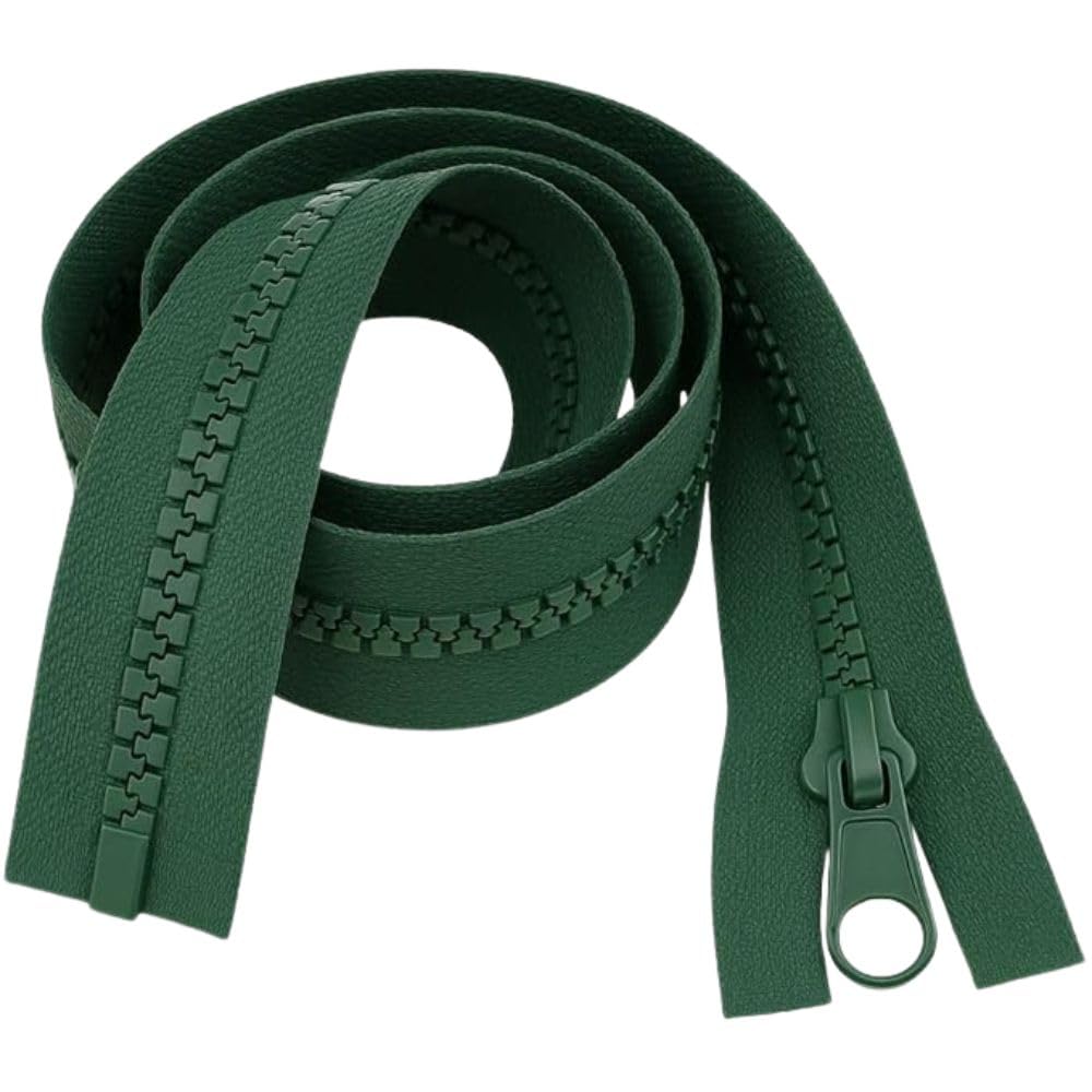 18" (46cm) Bottle Green Chunky Zip - Heavy-Duty Open-Ended Separating