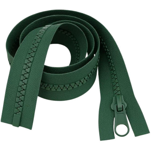 18" (46cm) Bottle Green Chunky Zip - Heavy-Duty Open-Ended Separating