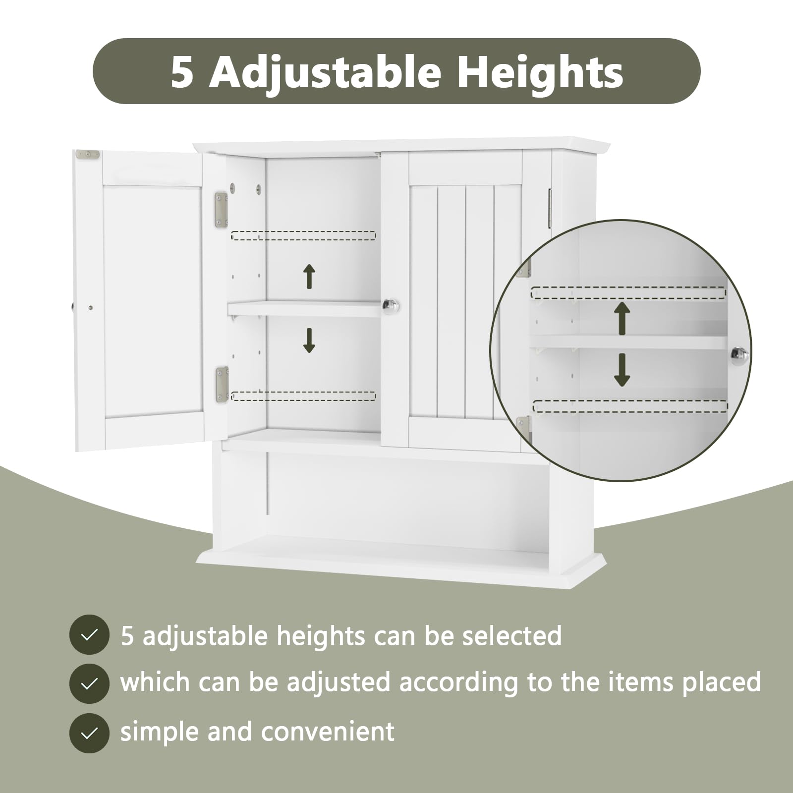 Smuxee White Bathroom Cabinet Wall Mounted, Small Bathroom Medicine Cabinet with 2 Door Adjustable Shelves