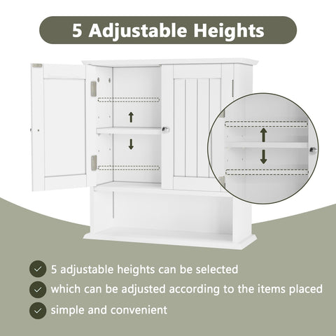 Smuxee White Bathroom Cabinet Wall Mounted, Small Bathroom Medicine Cabinet with 2 Door Adjustable Shelves