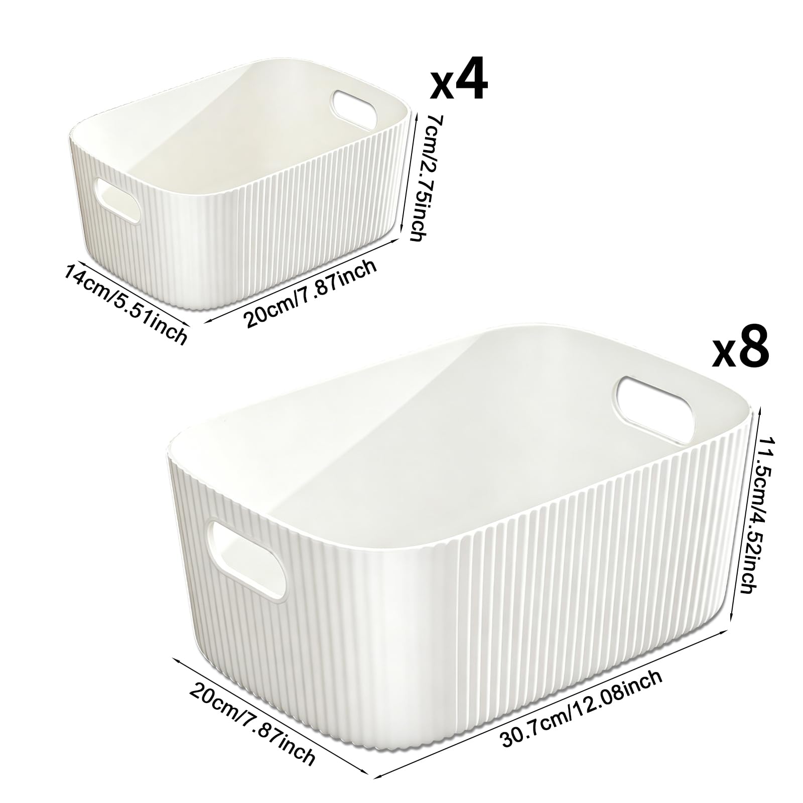 GAOHAN 12PCS Plastic Storage Boxes with Handles,Large Storage Baskets Set