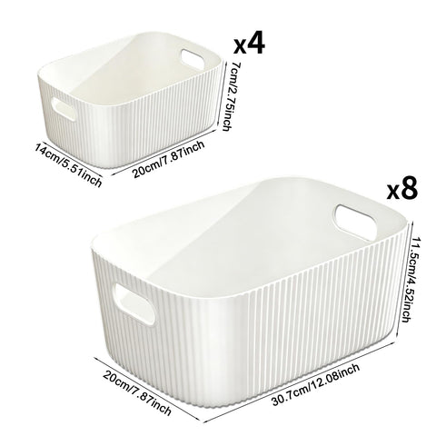 GAOHAN 12PCS Plastic Storage Boxes with Handles,Large Storage Baskets Set
