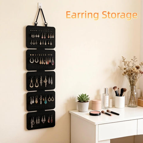 HARY Felt Pin Board Display, 5-Sheet Hanging Jewellery Organiser with 850 Holes, Wall-Mounted Pin Badge Display for Enamel Pins, Earrings, Brooches