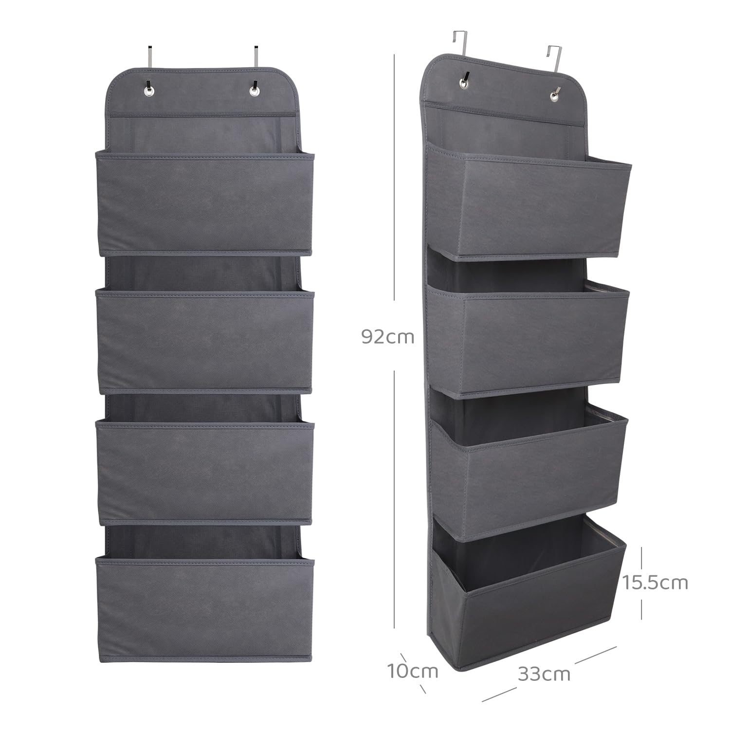 ManGotree 4 Pockets Over Door Storage Organiser Space Saving Dark Grey